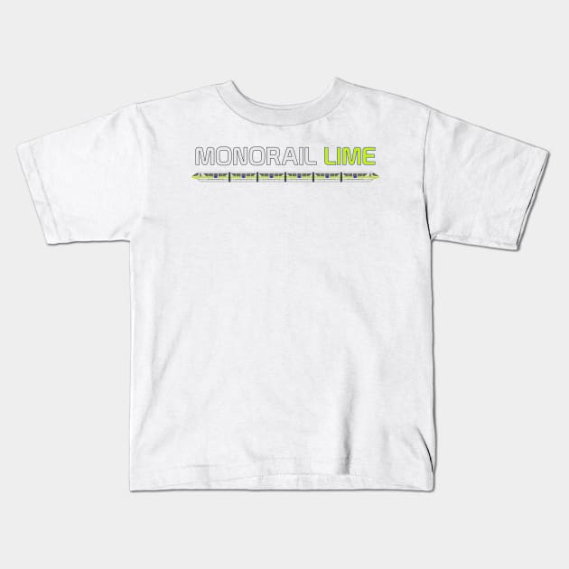 Monorail Lime Kids T-Shirt by Tomorrowland Arcade